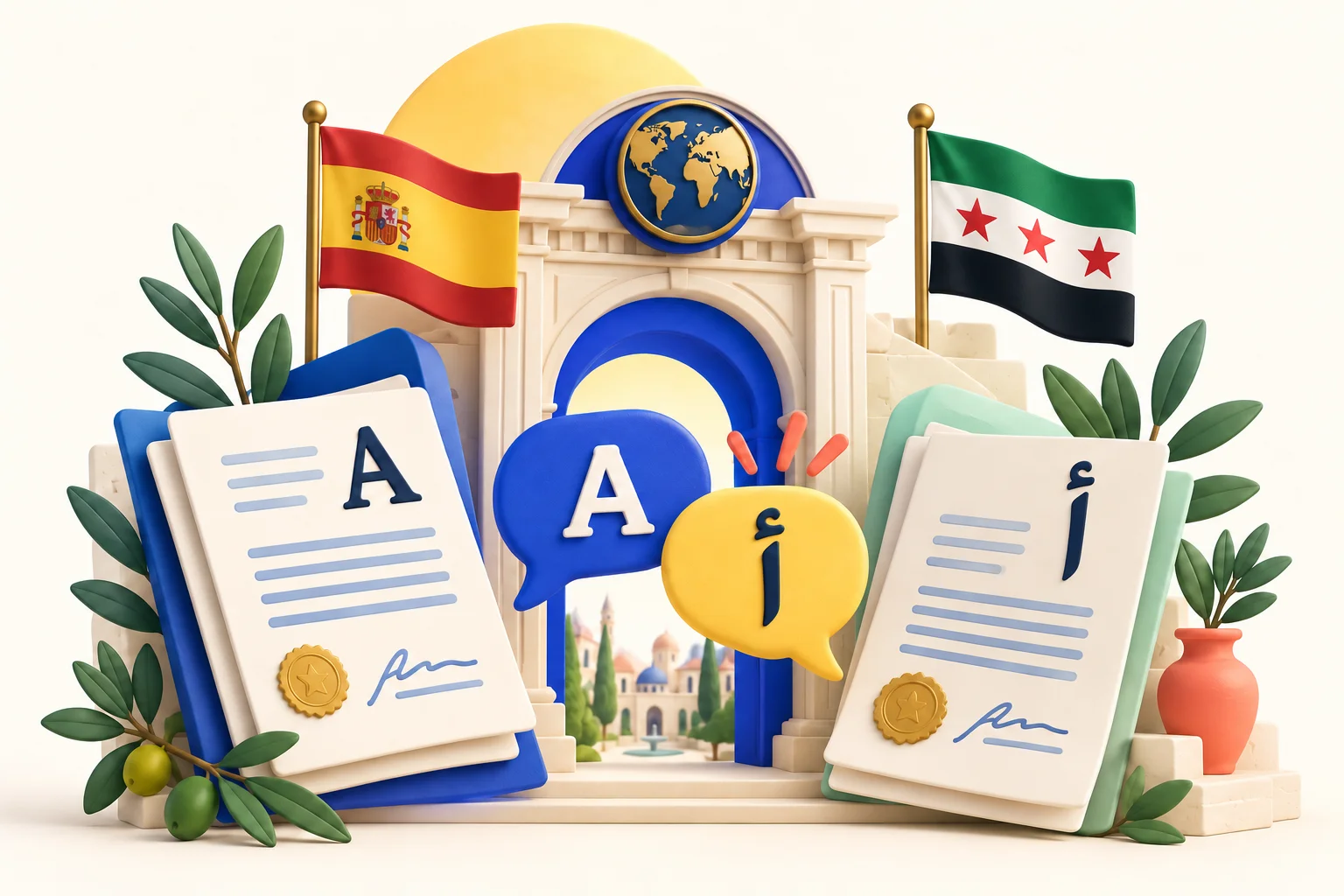غلاف الترجمة الإسبانية المهنية والدبلوماسية: من التأسيس إلى بيئات السفارات والعمل الدولي